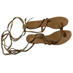 Seychelles metallic gold and brown lace up sandals size 8.5